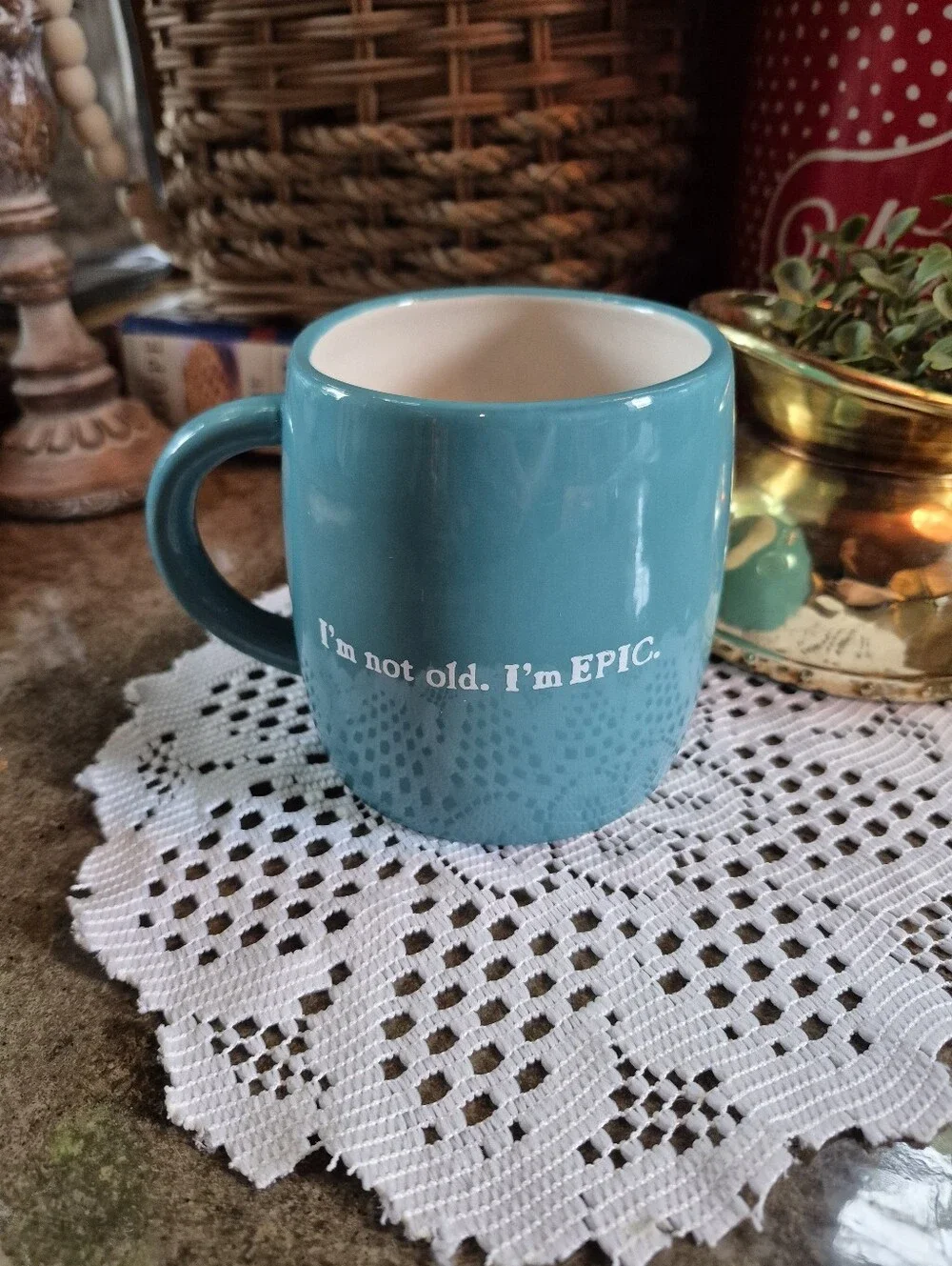❤️‍🔥Hallmark 60th Birthday Large Ceramic Coffee Mug Turquoise Teal Blue